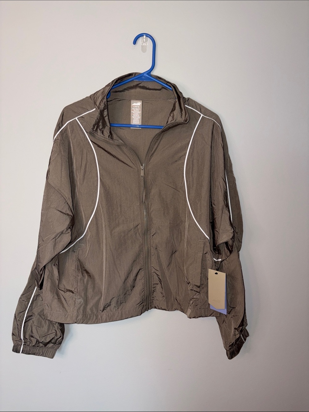 Avia Brown Bomber Jacket with White Piping Large NWT